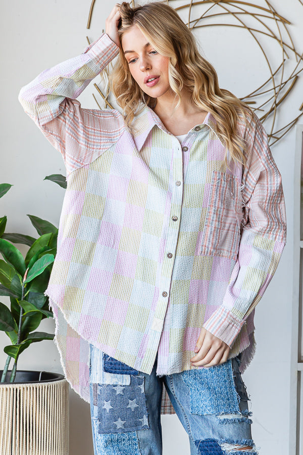 WASHED SEERSUCKER LONG SLEEVE SHIRT