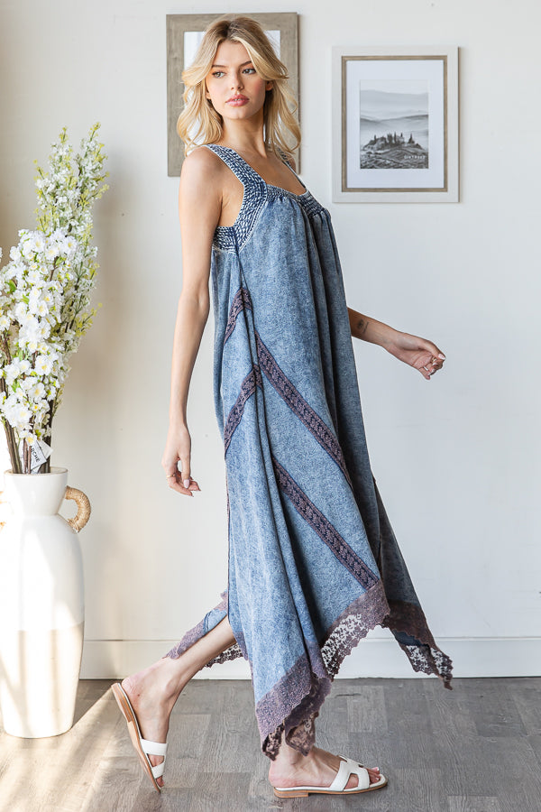 WASHED ASSYMETRICAL TENCEL ROMPER