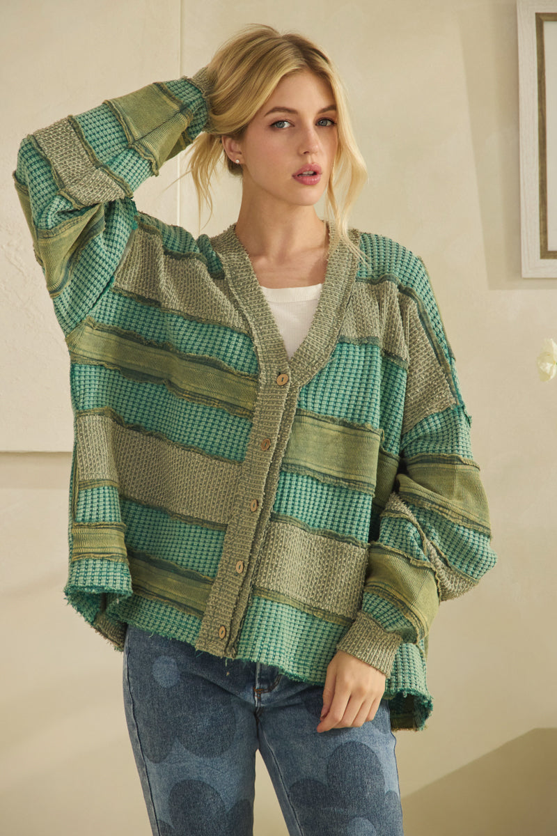 COLORBOCK AND PATCHWORK CARDIGAN