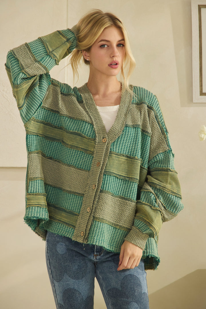 COLORBOCK AND PATCHWORK CARDIGAN