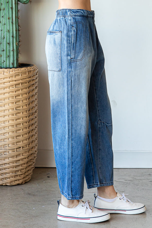 WASHED MID RISE STRAIGHT LEG DENIM JEANS
