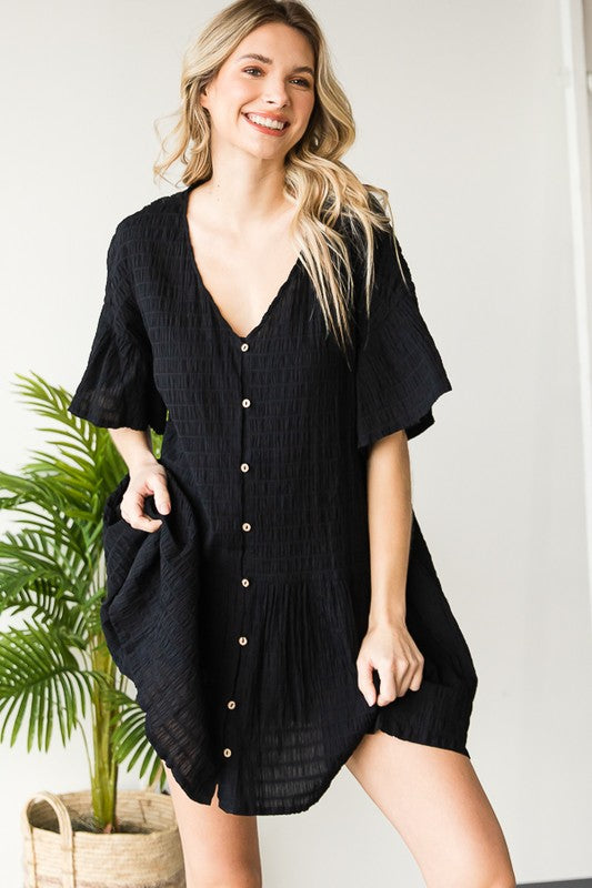 DROP SHOULDER BUTTON DOWN FLUTTER TOP