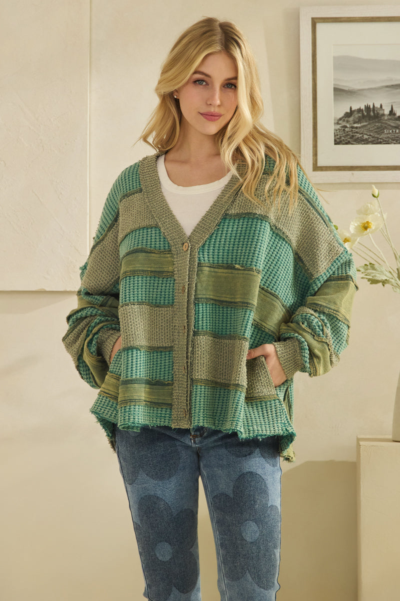 COLORBOCK AND PATCHWORK CARDIGAN
