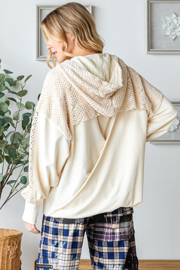 WASHED BACK TWIST DETAIL HOODED ZIP UP JACKET