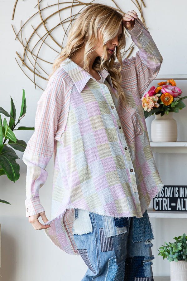 WASHED SEERSUCKER LONG SLEEVE SHIRT