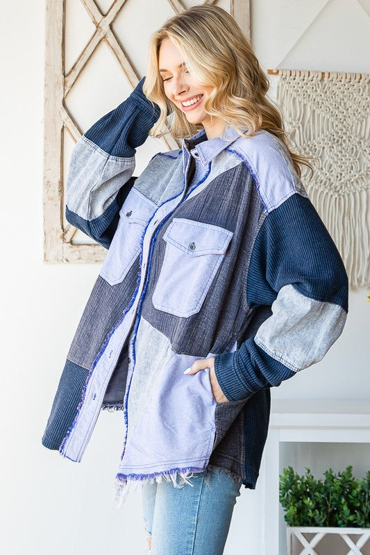 WASHED MIX FABRIC SHIRT