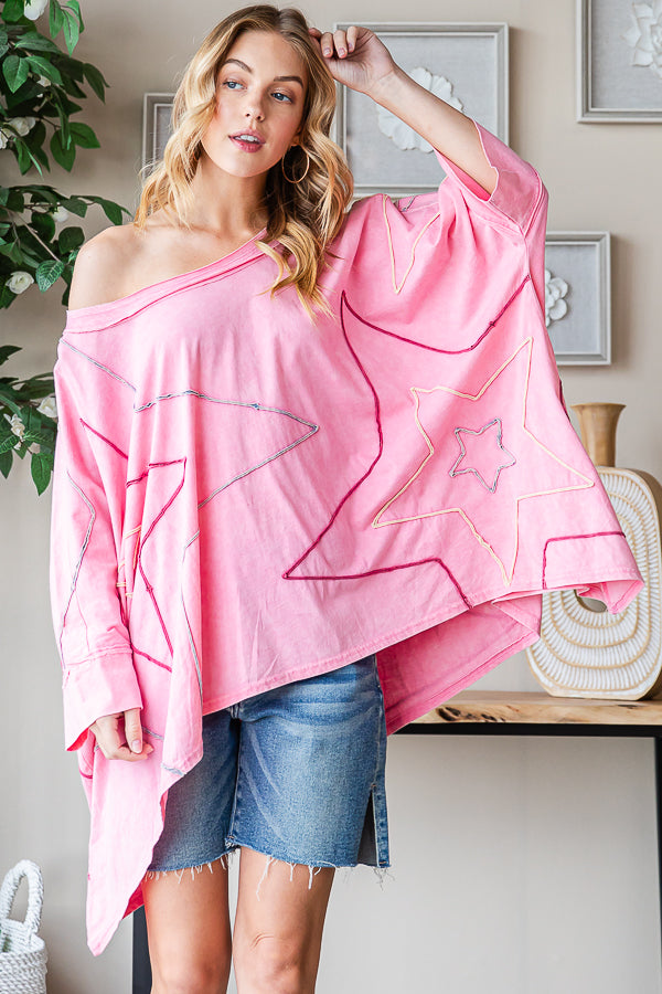BIG STAR DETAIL SHARKBITE HEM OVERSIZED TEE