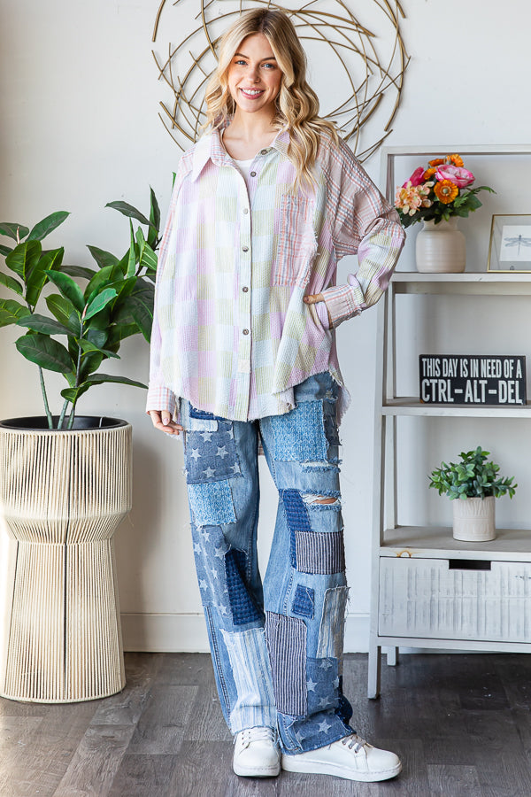 WASHED SEERSUCKER LONG SLEEVE SHIRT