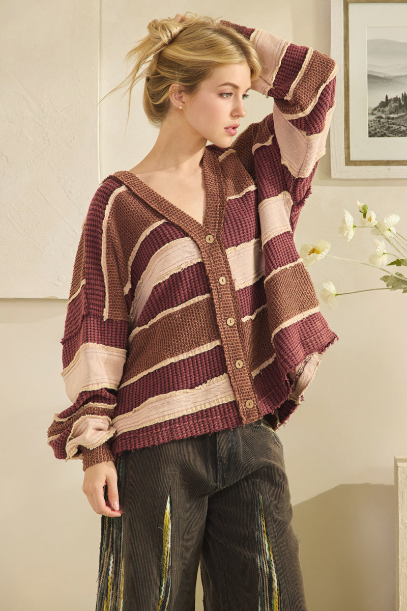 COLORBOCK AND PATCHWORK CARDIGAN