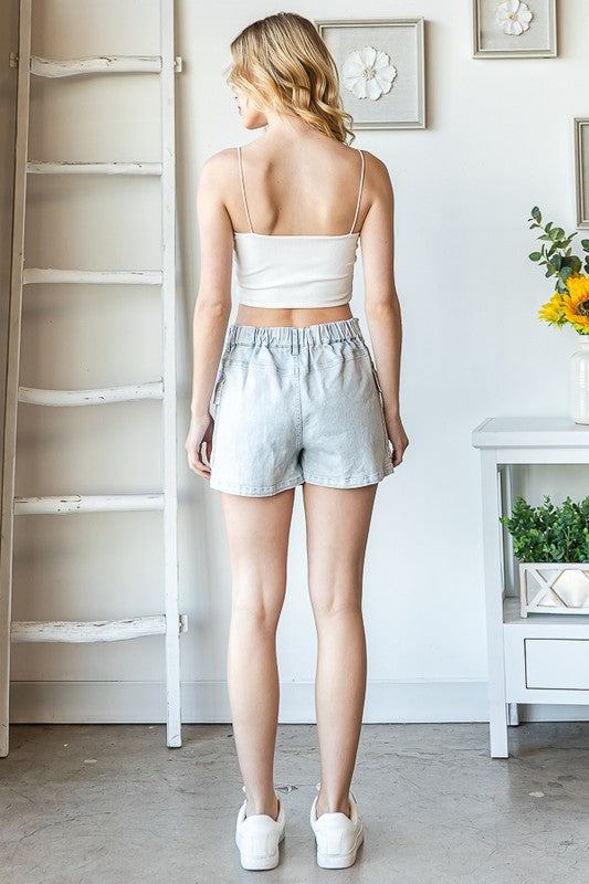 WASHED CARGO MINI DENIM SKORT