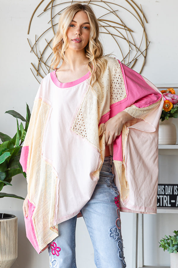 WASHED MULTICOLOR ZIGZAG OVERSIZED TOP