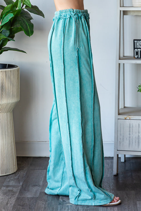 WASHED EXPOSED SEAM DRAWSTRING SWEATPANTS