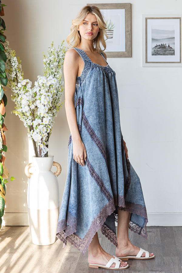 WASHED ASSYMETRICAL TENCEL ROMPER