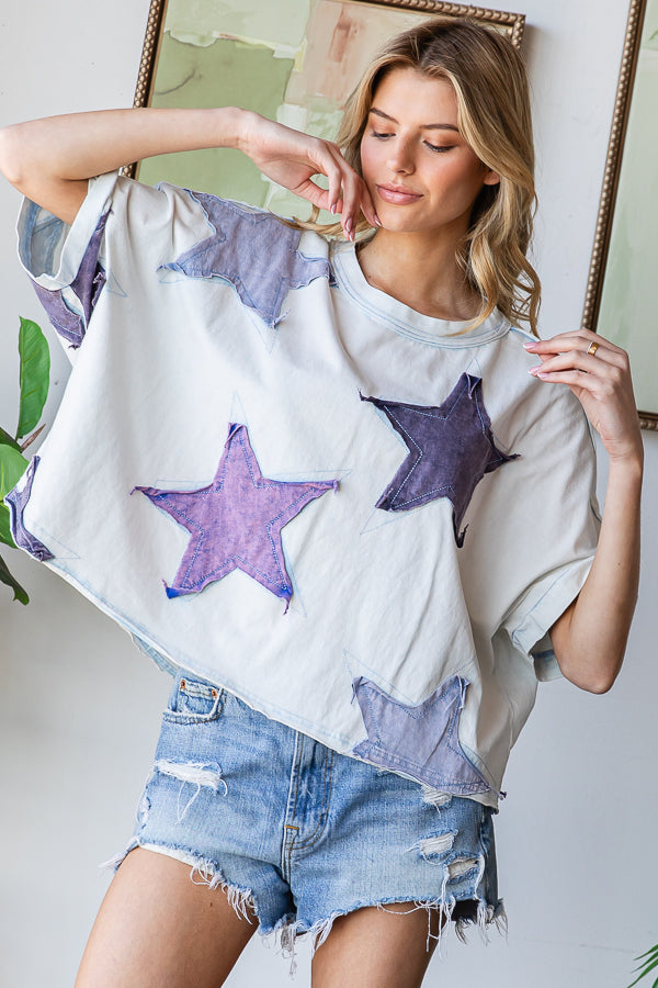WASHED STAR PATCHWORK OVERSIZED TEE