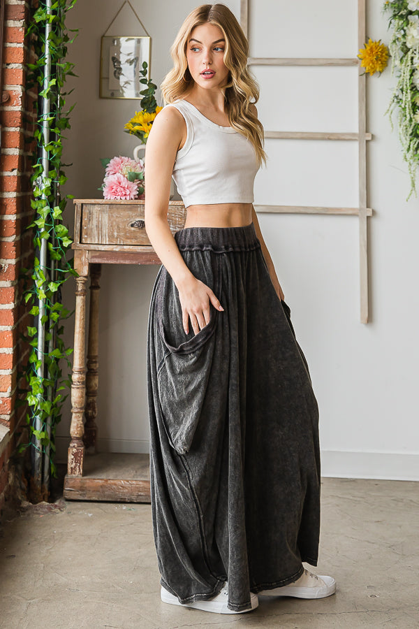 MINERAL WASHED SIDE POCKETS JETTY HAREM PANTS