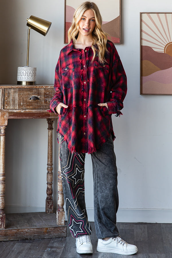 MULTICOLOR BUTTON DOWN FLANNEL SHIRT