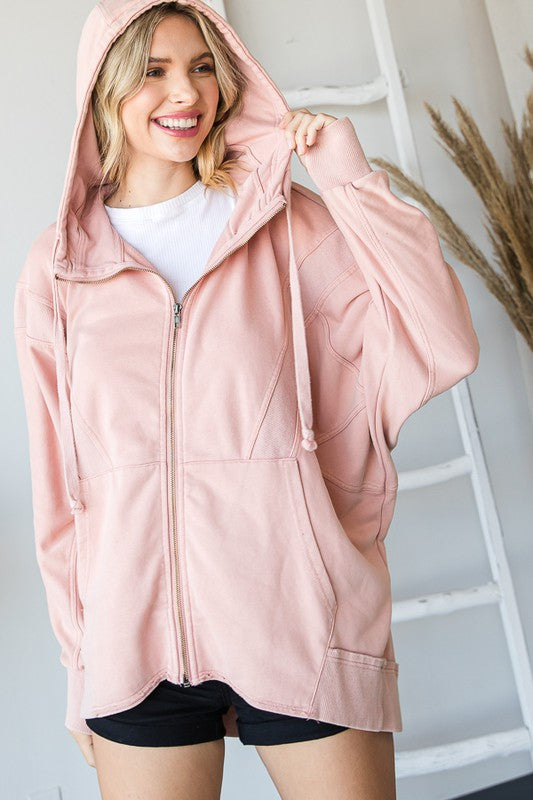 ZIP UP FRONT HOODIE WITH SIDE POCKET