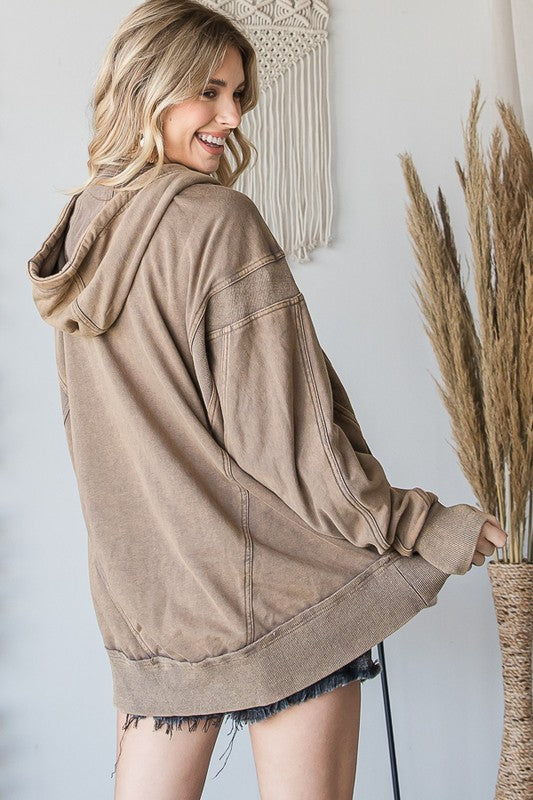 ZIP UP FRONT HOODIE WITH SIDE POCKET