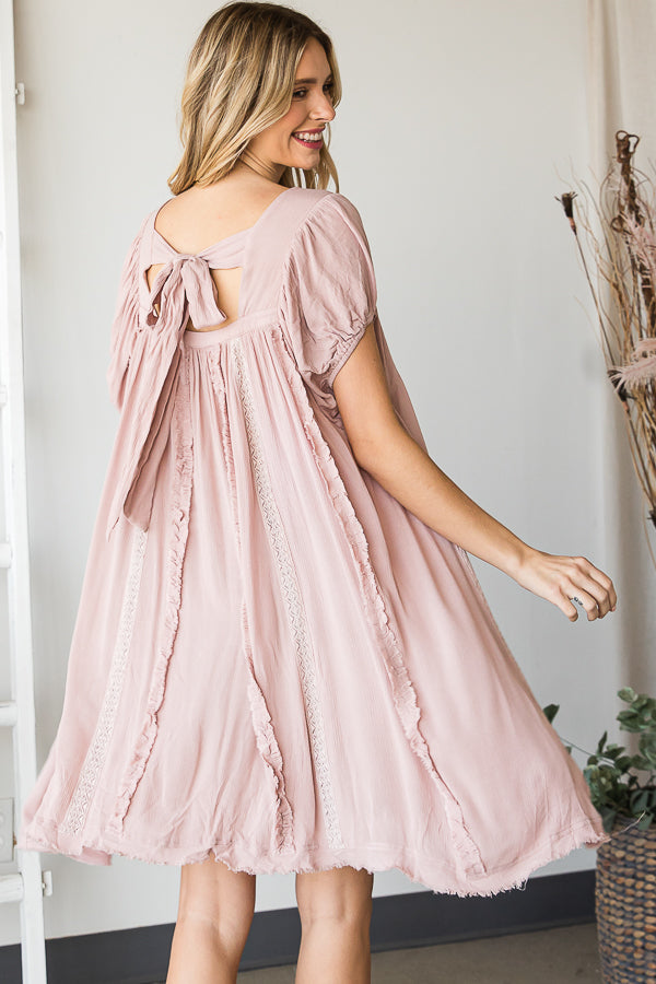 MINERAL WASHED LACE DETAIL TUNIC TOP