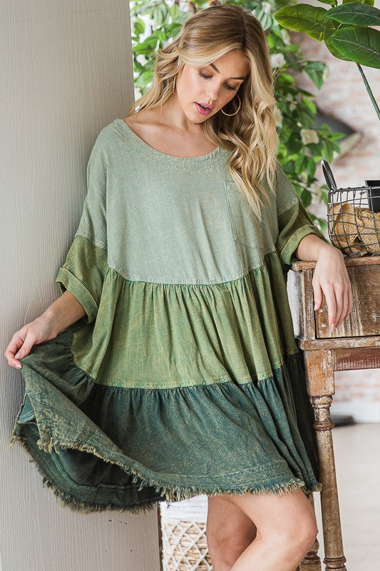 MINERAL WASHED TIERED TOP