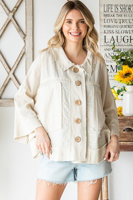 WASHED BUTTON FRONT SHORT SLEEVE BOXY SHIRT