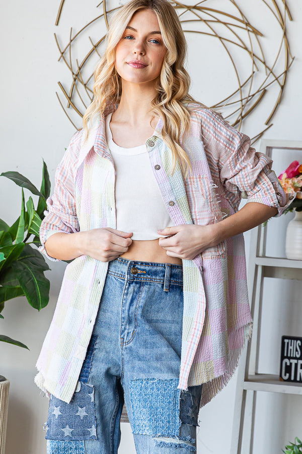 WASHED SEERSUCKER LONG SLEEVE SHIRT