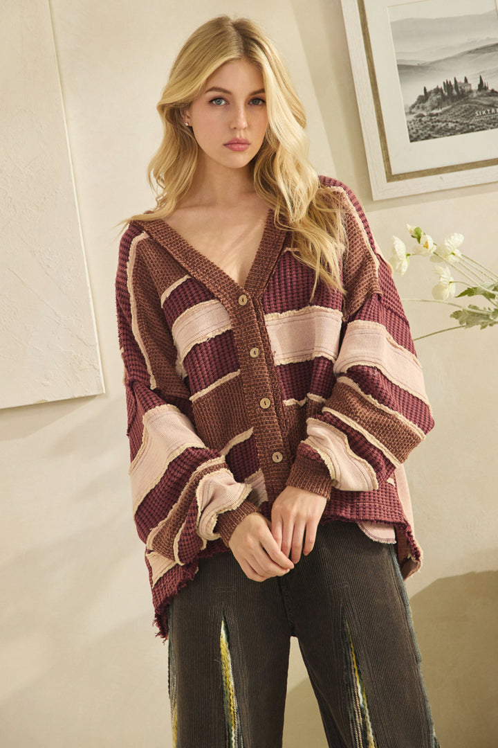 COLORBOCK AND PATCHWORK CARDIGAN