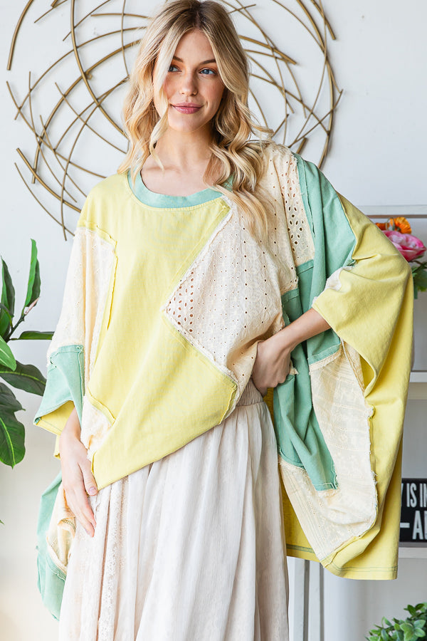WASHED MULTICOLOR ZIGZAG OVERSIZED TOP