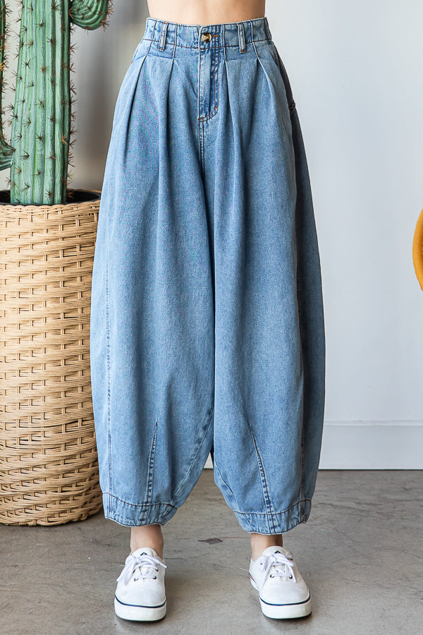 WASHED LOOSE WIDE LEG BAGGY JEANS