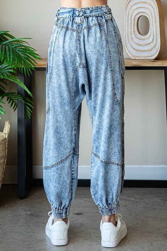 WASHED TENCEL BIG POCKET JOGGER PANTS