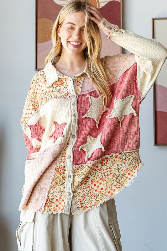 STAR PATCH BUTTON FRONT SHIRT