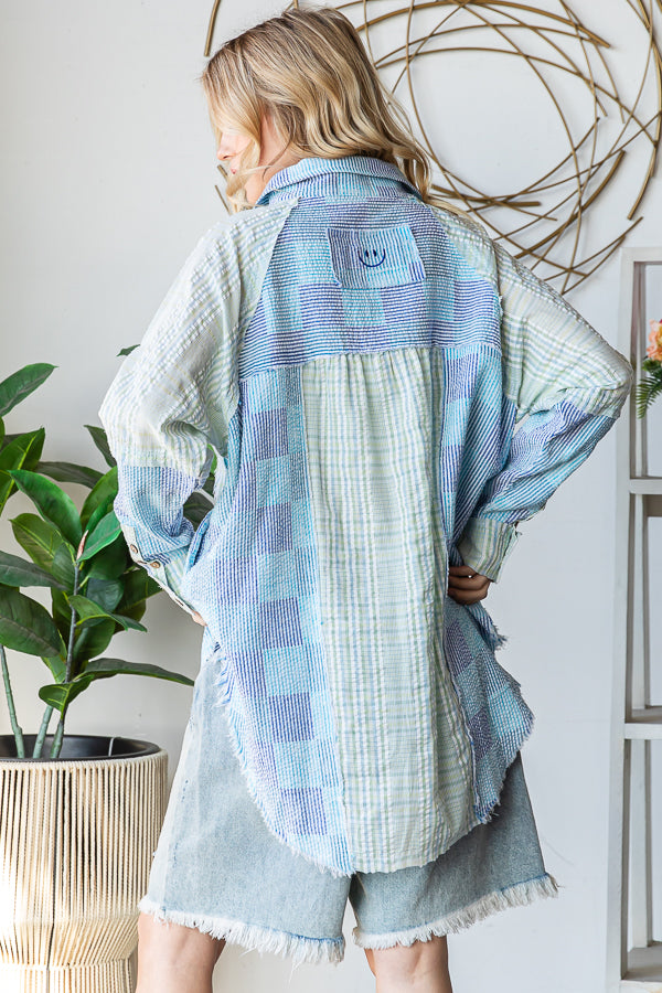 WASHED SEERSUCKER LONG SLEEVE SHIRT