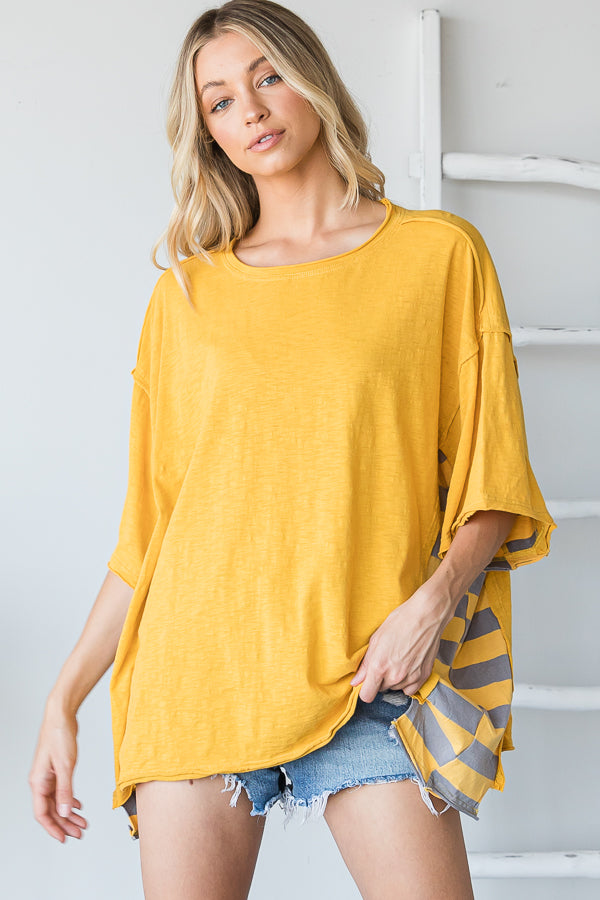 DROP SHOULDER CONTRAST DETAIL OVERSIZED TEE