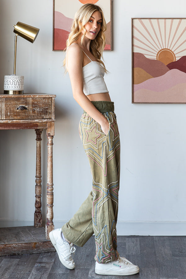 WASHED STAR APPLIQUE JOGGER PANTS