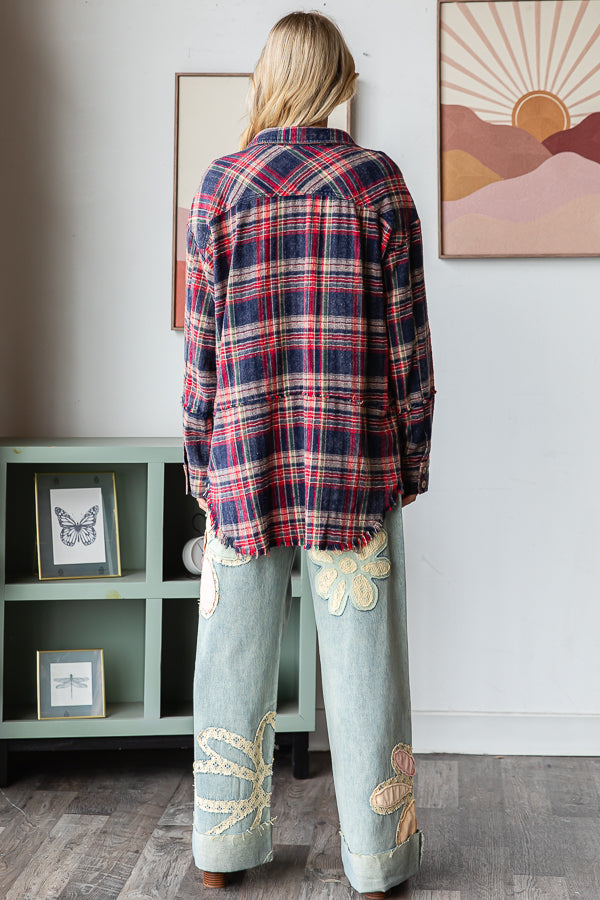 MINERAL WASHED FLANNEL SHIRT
