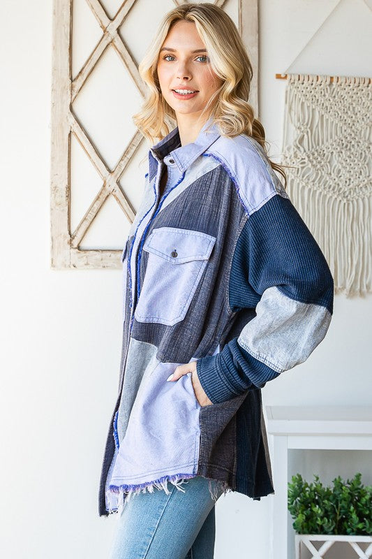 WASHED MIX FABRIC SHIRT