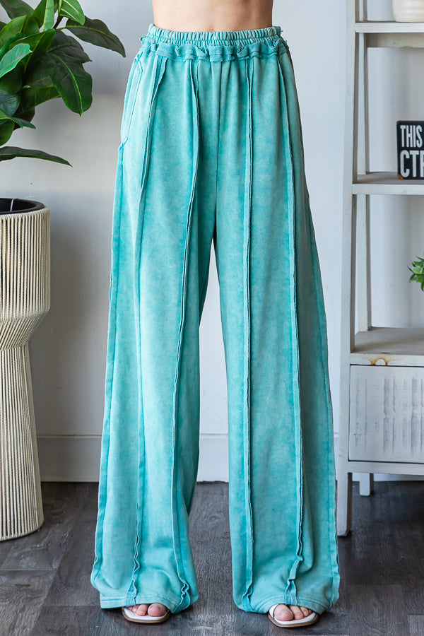 WASHED EXPOSED SEAM DRAWSTRING SWEATPANTS