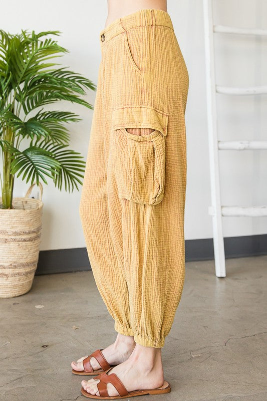 DOUBLE GAUZE CARGO PANTS