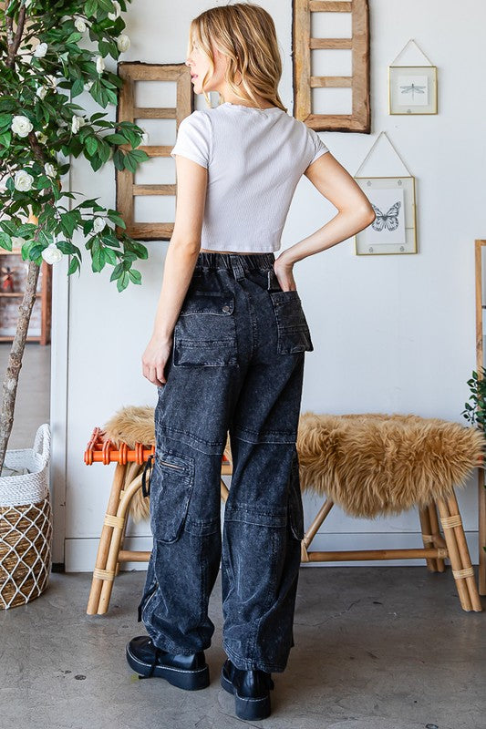 WASHED MULTI POCKETS CARGO PANTS