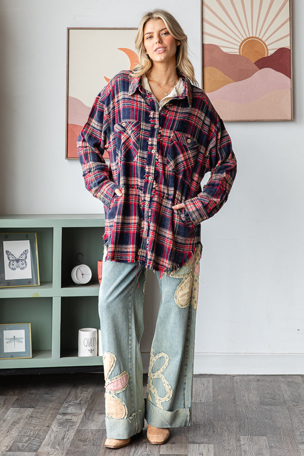 MINERAL WASHED FLANNEL SHIRT