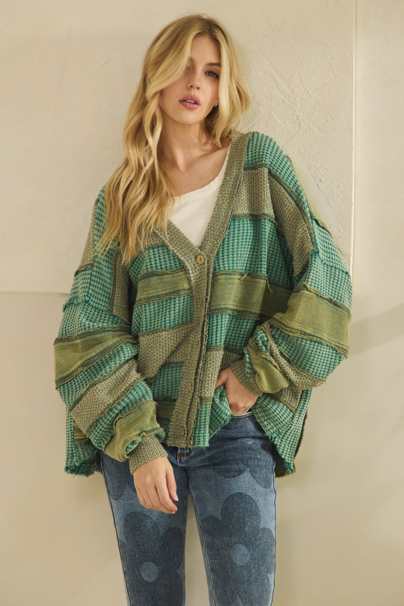 COLORBOCK AND PATCHWORK CARDIGAN