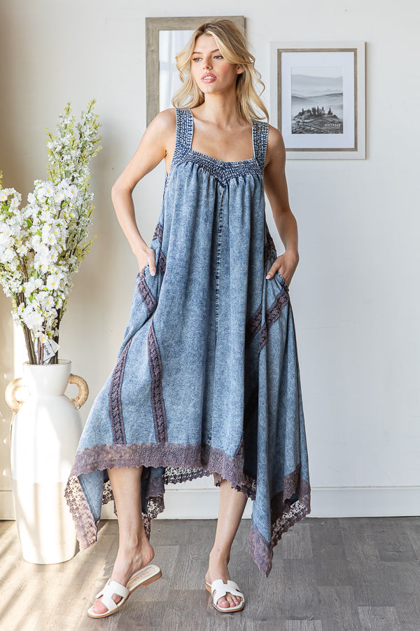 WASHED ASSYMETRICAL TENCEL ROMPER