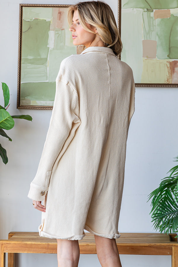 WASHED FRONT POCKETS OVERSIZED THERMAL ROMPER