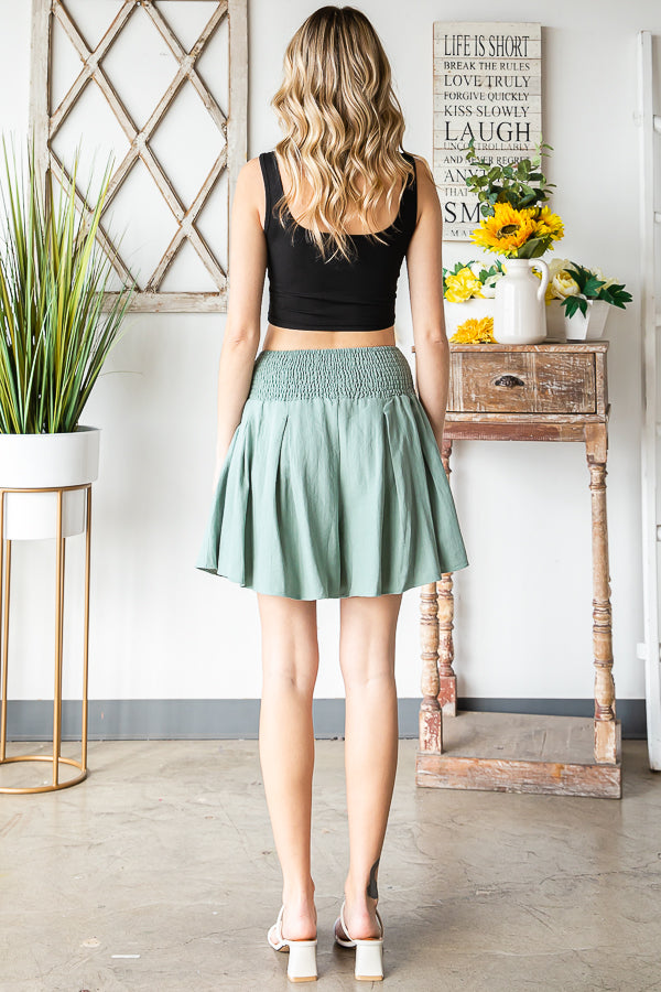 BOW TIE SMOCKED WAIST MINI SHORTS