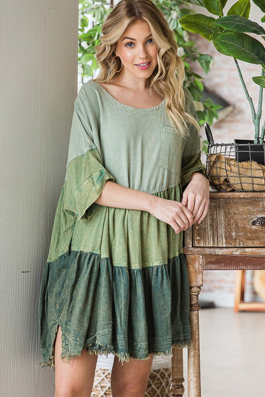 MINERAL WASHED TIERED TOP