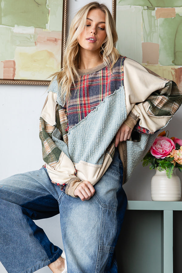 LONG SLEEVE OVERSIZED PULLOVER KNIT TOP