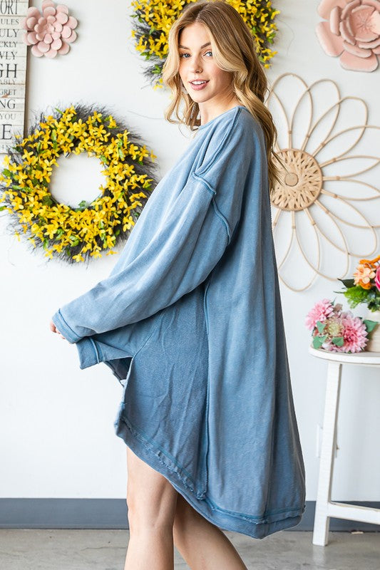 HI LOW HEM OVERSIZED PULLOVER TOP