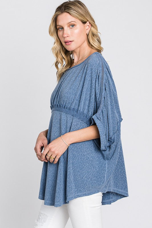 SOLID CINCHED DETAIL OVERSIZED TOP