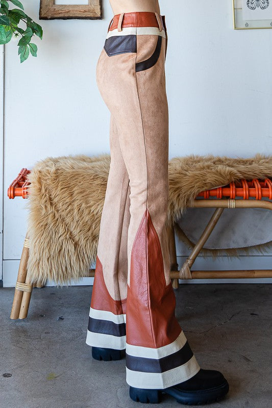 COLORBLOCK SUEDE PU DETAIL TOY STORY PANTS