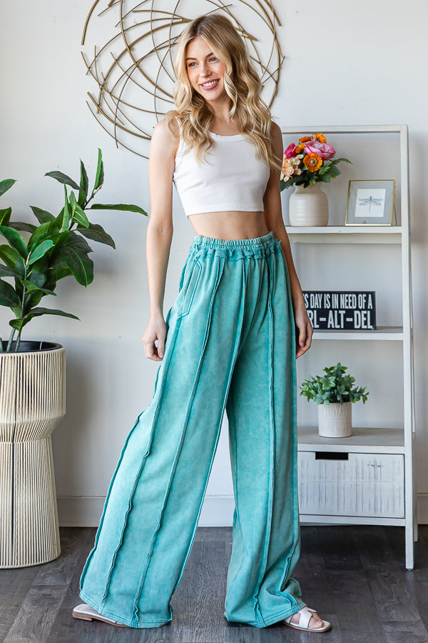 WASHED EXPOSED SEAM DRAWSTRING SWEATPANTS